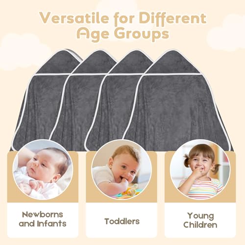 UNIMADE Hooded Towel for Newborns, 4 Pack Soft Coral Fleece Baby Bath Towels, Ultra Absorbent Baby Towels for Infants, Toddlers, Newborn Essential- 30 x 30 inch