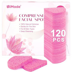 UNIMADE Compressed Facial Sponges Face Sponges for Cleansing, 100% Natural Cellulose Cosmetic Spa Sponges for Facial Cleansing, Makeup Removal, Exfoliating Mask, Skin Massage