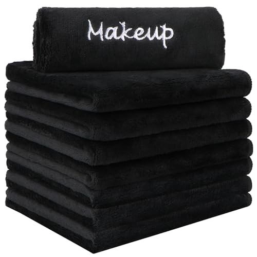 UNIMADE Makeup Remover Cloths,Black Facial Wash Cloths, Soft Coral Fleece Microfiber Face Towels for Face, Hand, and Bathroom (13in x 13in)