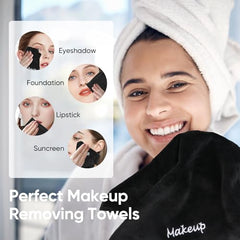 UNIMADE Makeup Remover Cloths,Black Facial Wash Cloths, Soft Coral Fleece Microfiber Face Towels for Face, Hand, and Bathroom (13in x 13in)