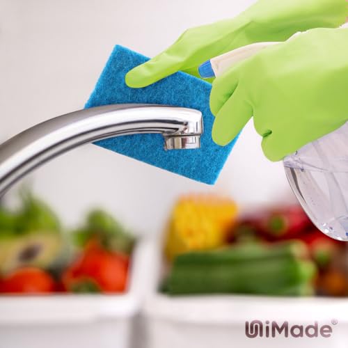 UNIMADE Heavy Duty Scouring Pads, Household Scour Pads for Kitchen, Garage and Outdoors, Reusable Dish Scrubber Pads for Pan and Metal Grill - Green
