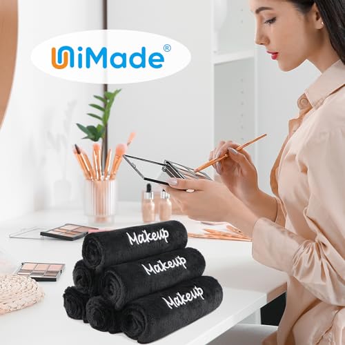 UNIMADE Makeup Remover Cloths,Black Facial Wash Cloths, Soft Coral Fleece Microfiber Face Towels for Face, Hand, and Bathroom (13in x 13in)