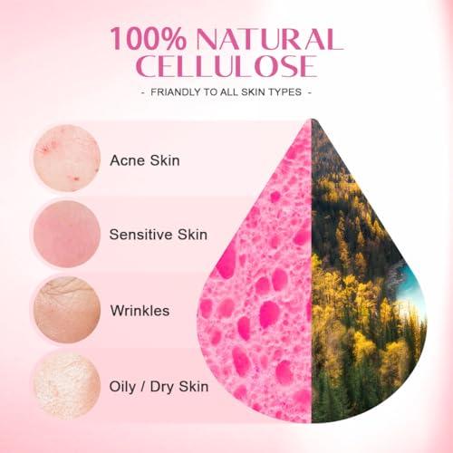 UNIMADE Compressed Facial Sponges Face Sponges for Cleansing, 100% Natural Cellulose Cosmetic Spa Sponges for Facial Cleansing, Makeup Removal, Exfoliating Mask, Skin Massage
