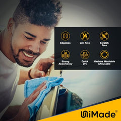 UNIMADE Shop Towels Rags, Reusable Shop Rags Bulk Microfiber Cleaning Cloth Lint Free Cleaning Towels for Car Kitchen Automotive Bar Mechanic Restaurant Garage, 11.5"x 11.5"