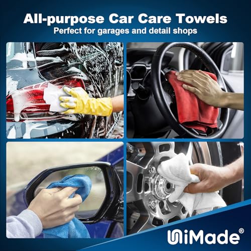 UNIMADE Microfiber Cleaning Cloths Shop Towels Commercial Grade Washcloths Lint-Free Shop Rags Bulk, Microfiber Towels for Cars Mechanic Restaurant Garage Housekeeping