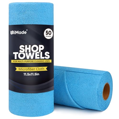 UNIMADE Microfiber Cleaning Cloths Shop Towels Commercial Grade Washcloths Lint-Free Shop Rags Bulk, Microfiber Towels for Cars Mechanic Restaurant Garage Housekeeping