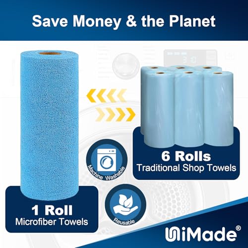 UNIMADE Microfiber Cleaning Cloths Shop Towels Commercial Grade Washcloths Lint-Free Shop Rags Bulk, Microfiber Towels for Cars Mechanic Restaurant Garage Housekeeping