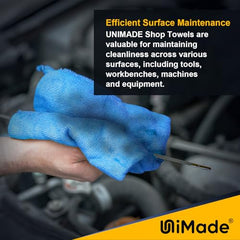 UNIMADE Shop Towels Rags, Reusable Shop Rags Bulk Microfiber Cleaning Cloth Lint Free Cleaning Towels for Car Kitchen Automotive Bar Mechanic Restaurant Garage, 11.5"x 11.5"