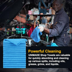 UNIMADE Shop Towels Rags, Reusable Shop Rags Bulk Microfiber Cleaning Cloth Lint Free Cleaning Towels for Car Kitchen Automotive Bar Mechanic Restaurant Garage, 11.5"x 11.5"