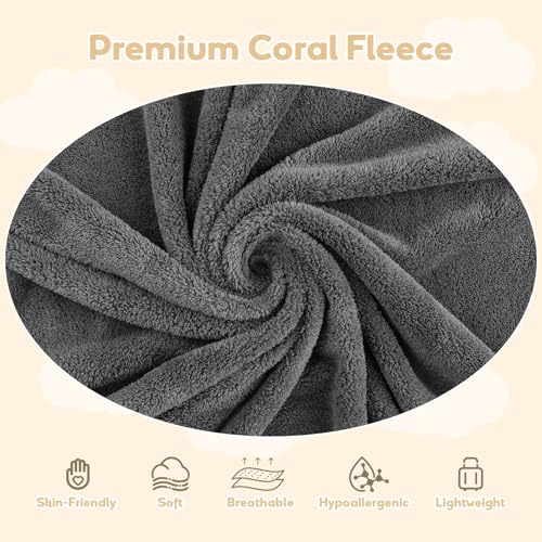 UNIMADE Hooded Towel for Newborns, 4 Pack Soft Coral Fleece Baby Bath Towels, Ultra Absorbent Baby Towels for Infants, Toddlers, Newborn Essential- 30 x 30 inch