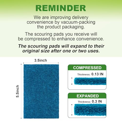 UNIMADE Heavy Duty Scouring Pads, Household Scour Pads for Kitchen, Garage and Outdoors, Reusable Dish Scrubber Pads for Pan and Metal Grill - Green