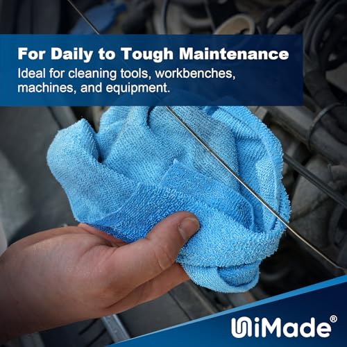 UNIMADE Microfiber Cleaning Cloths Shop Towels Commercial Grade Washcloths Lint-Free Shop Rags Bulk, Microfiber Towels for Cars Mechanic Restaurant Garage Housekeeping